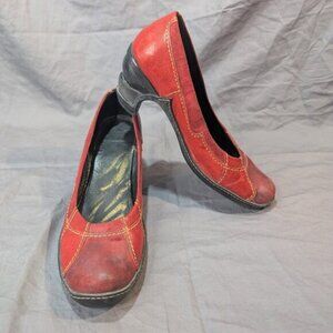 Eject Red Leather Block Heel Pumps Size 41